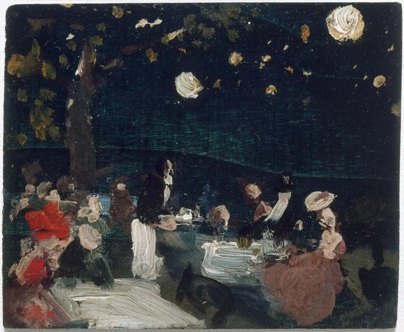 Nattkafé med japanska lanternor - Robert Henri