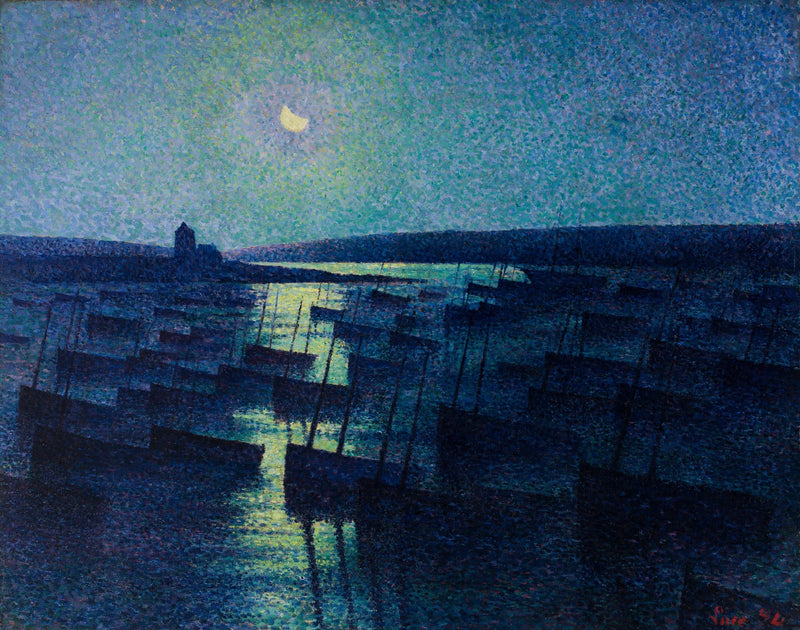 Camaret, månljus och fiskebåtar - Maximilien Luce