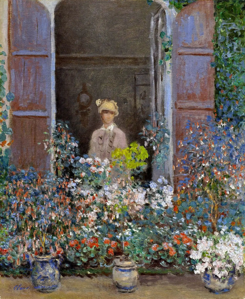Camille Monet vid fönstret - Claude Monet