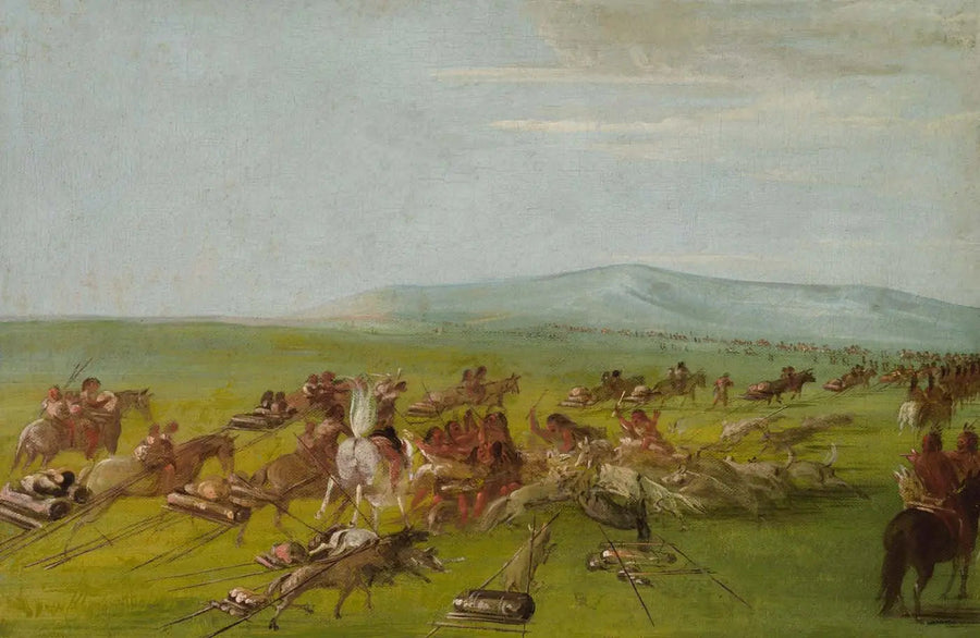 Comancheläger i rörelse, hundkamp på väg - George Catlin