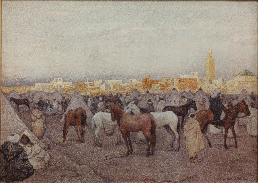 Tältläger eller hästmarknad nära Marrakech - Théodore van Rysselberghe