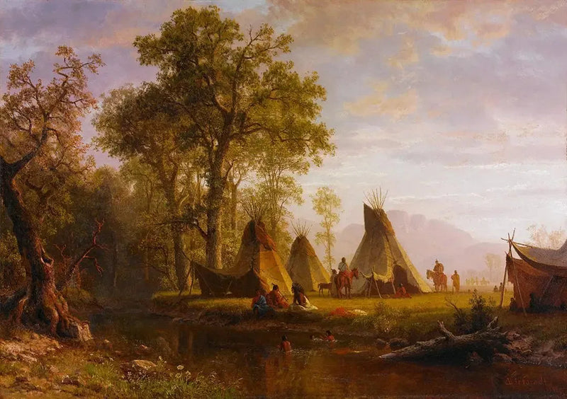Indianskt läger, sen eftermiddag - Albert Bierstadt