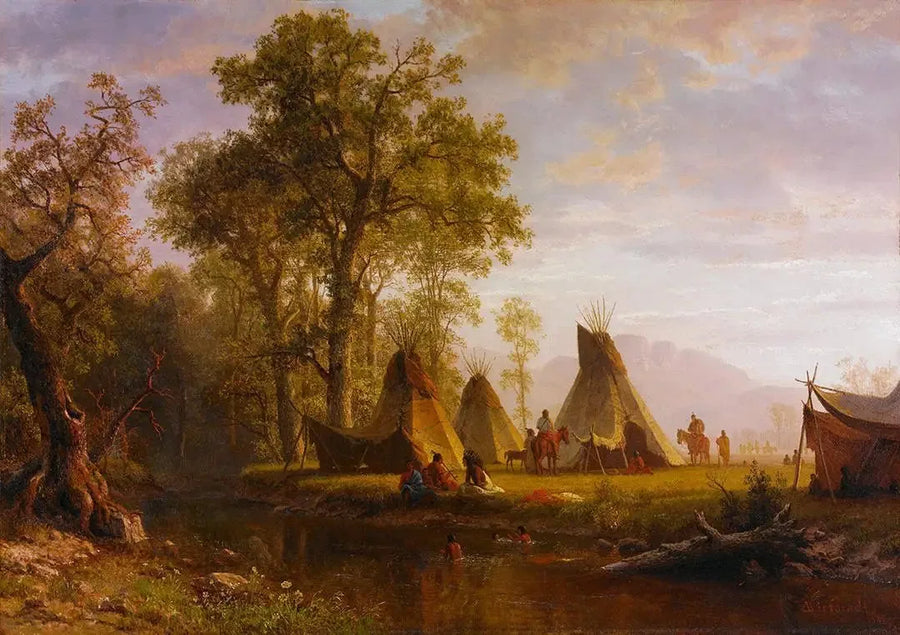 Indianskt läger, sen eftermiddag - Albert Bierstadt