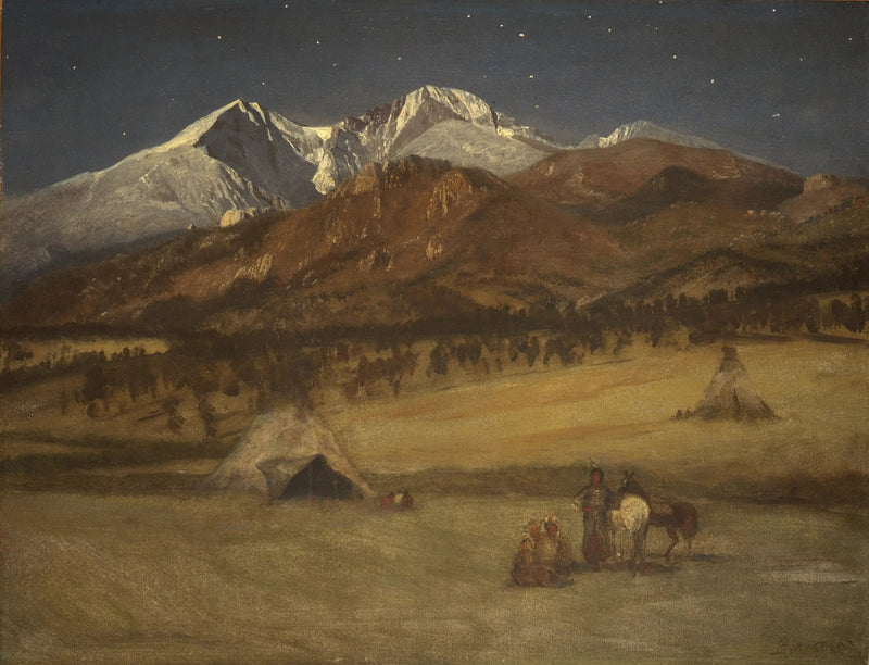 Indiansk lägereld - Kväll - Albert Bierstadt