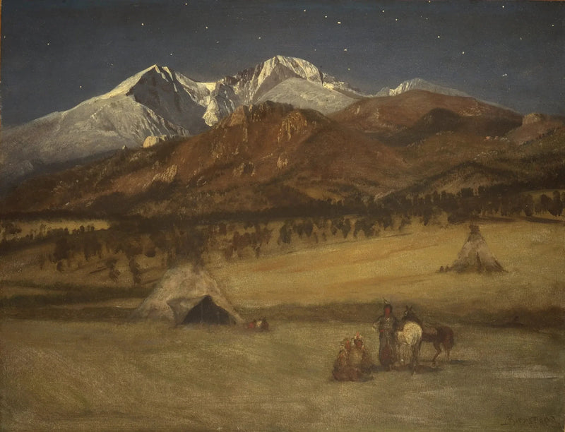 Indiansk lägereld - Kväll - Albert Bierstadt