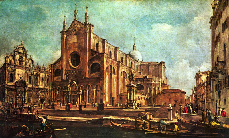 Campo de kyrkan Santi Giovanni et Paolo, med Saint-Marc-skolan i Venedig - Francesco Guardi