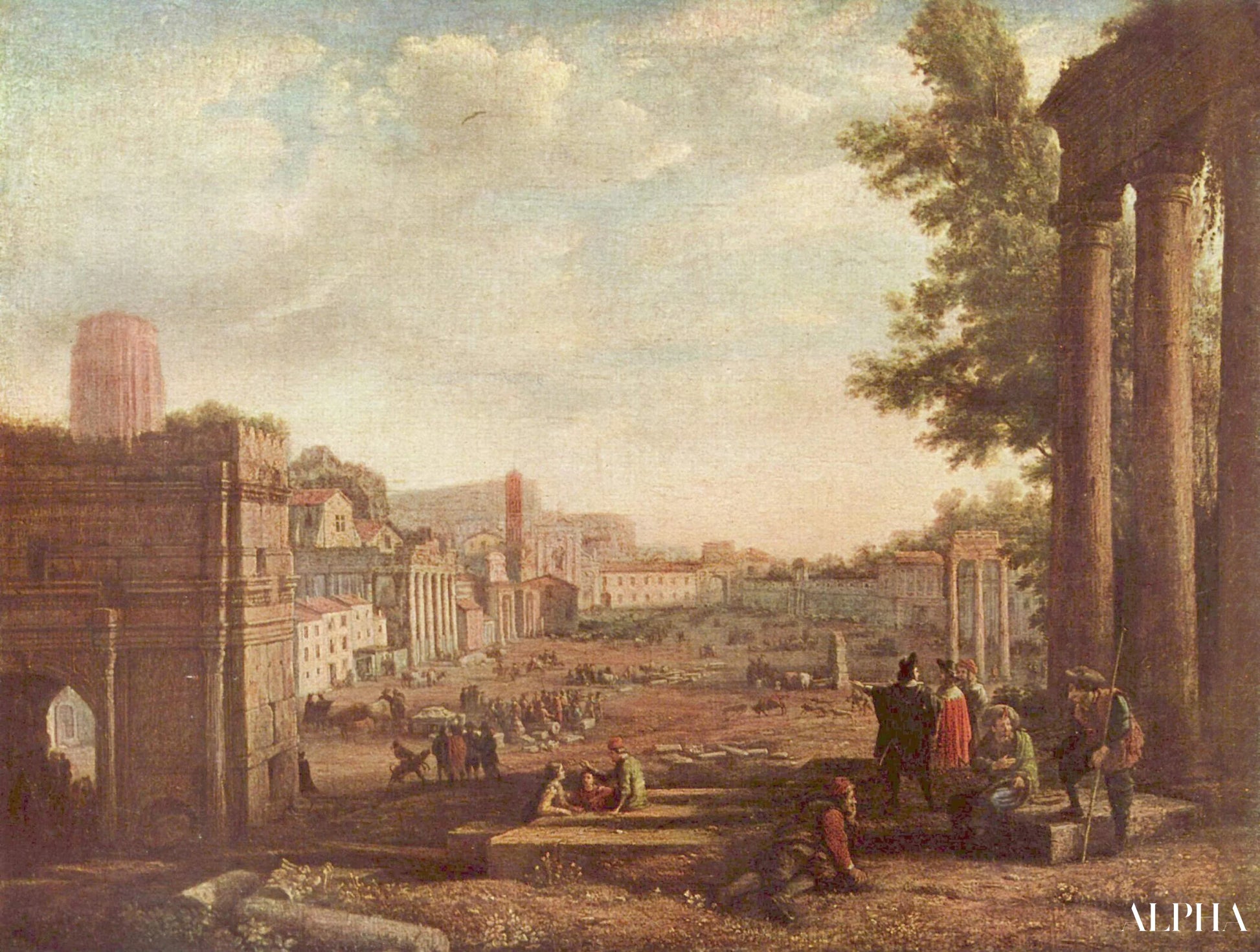 Reproduction du tableau « Campo Vaccino - Claude Lorrain » par Alpha Reproduction en peinture à l’huile