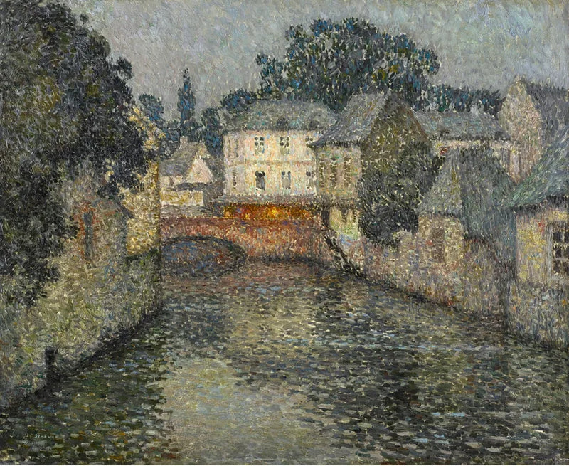 Canal med vit hus, Harfleur - Henri Le Sidaner