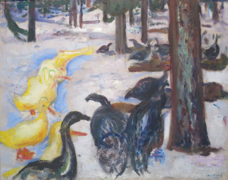 Ankor och kalkoner i snön - Edvard Munch