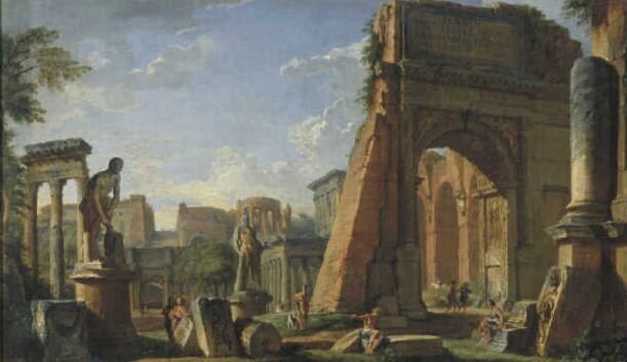 Capriccio med motiv från Forum Romanum - Giovanni Paolo Panini