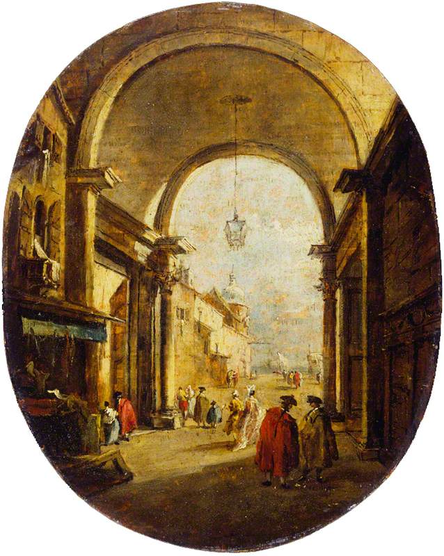 Capriccio med Torre dell'Orologio-arcaden - Francesco Guardi