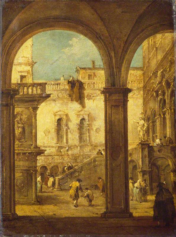 Capriccio med Dogepalatsets gård - Francesco Guardi