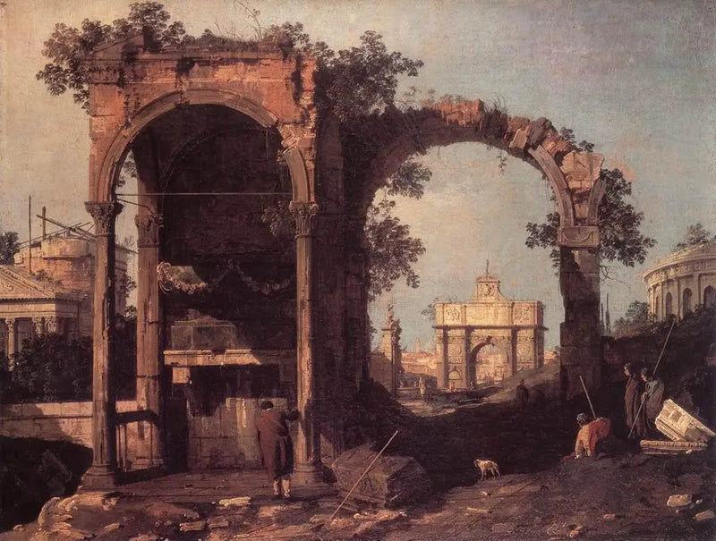 Capriccio med ruiner och klassiska byggnader - Canaletto