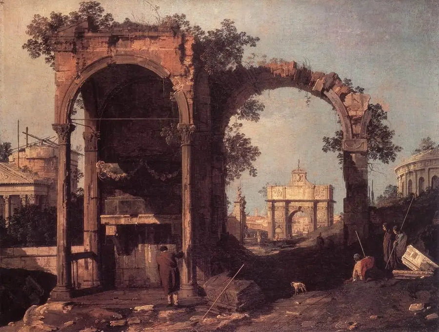 Capriccio med ruiner och klassiska byggnader - Canaletto