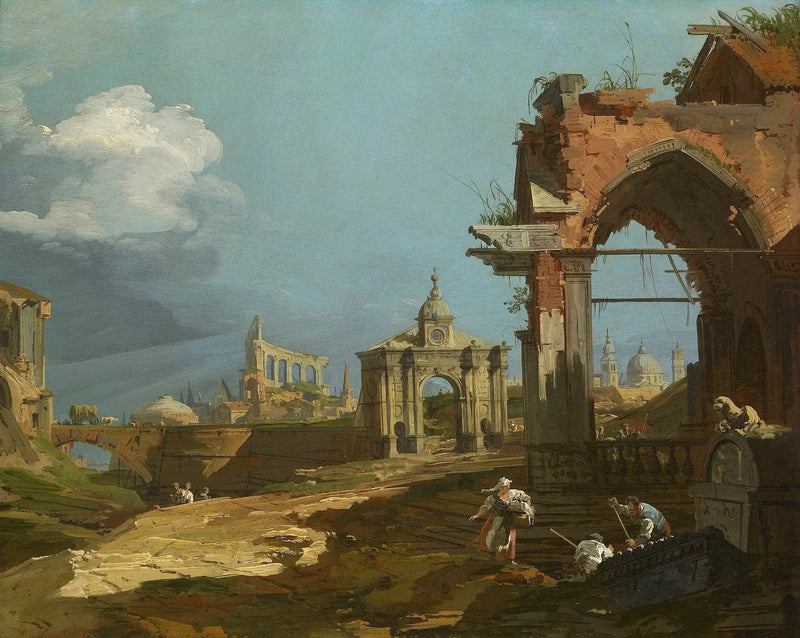 Capriccio med en spetsig båge - Canaletto
