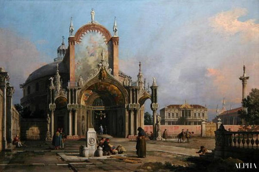 Capriccio d'une église, vers 1750 (huile sur toile) - Giovanni Antonio Canal - Reproductions de tableaux et peintures haut de gamme