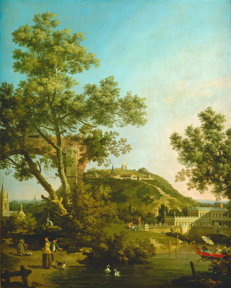 Capriccio: engelskt landskap med ett palats - Canaletto