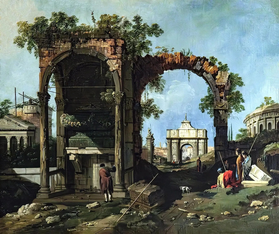 Caprice med klassiska ruiner och byggnader - Canaletto