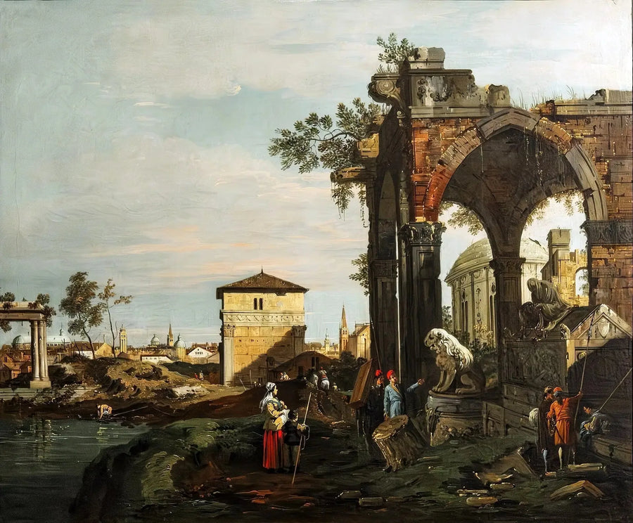 Caprice med ruiner och Portello-porten, i Padua - Canaletto