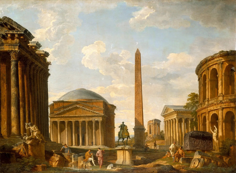 Romerska Caprice: Panthéon och andra monument - Giovanni Paolo Panini