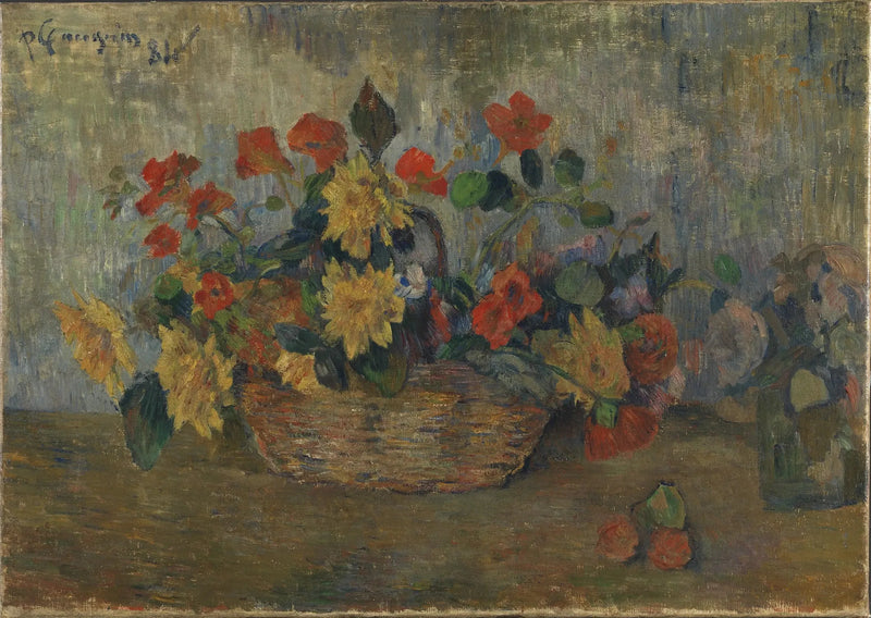 Kaprifol och dahlia i en korg - Paul Gauguin