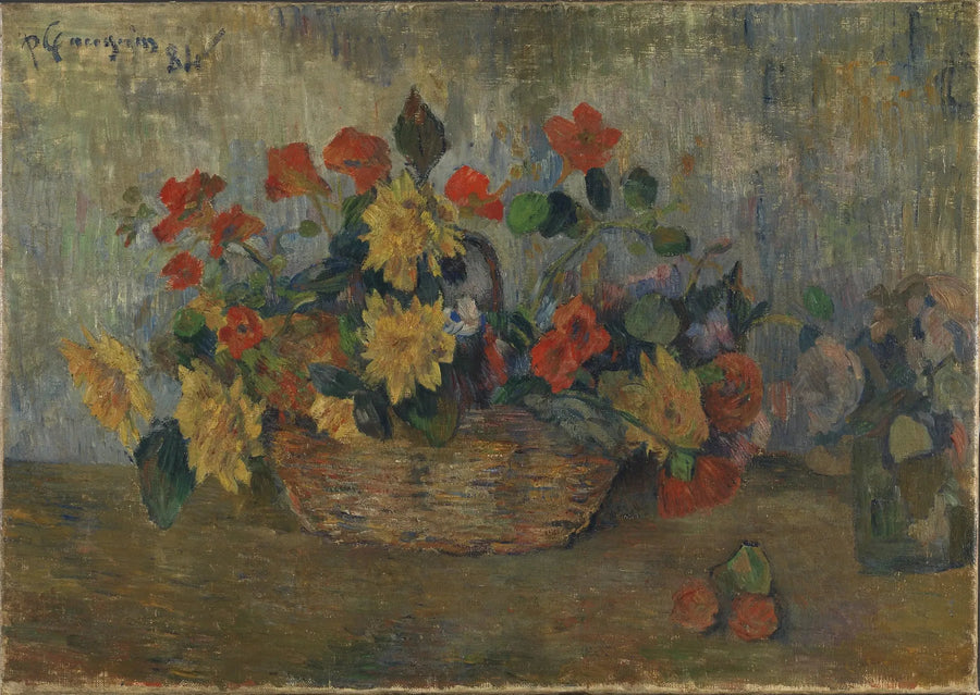 Kaprifol och dahlia i en korg - Paul Gauguin