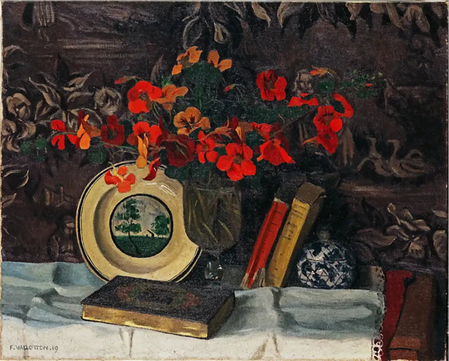 Capucines, lila bakgrund - Félix Vallotton