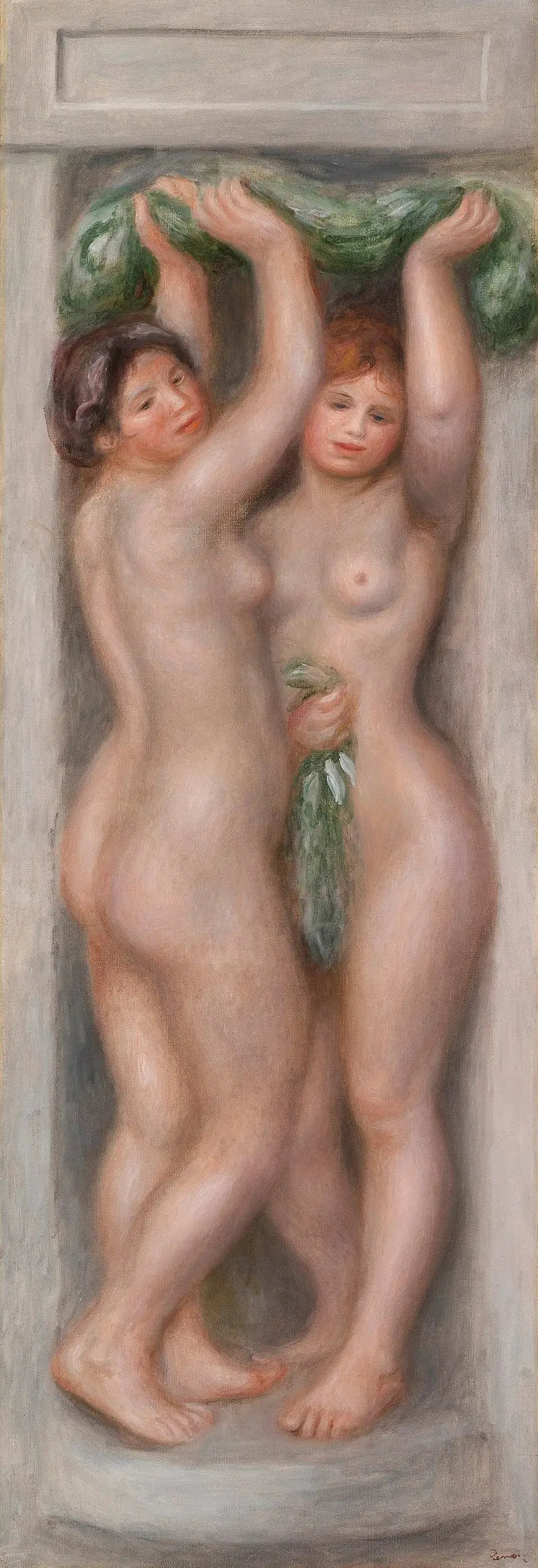 Kariatider (Kariatider); även kallad Två badande (dekorpanel) - Pierre-Auguste Renoir