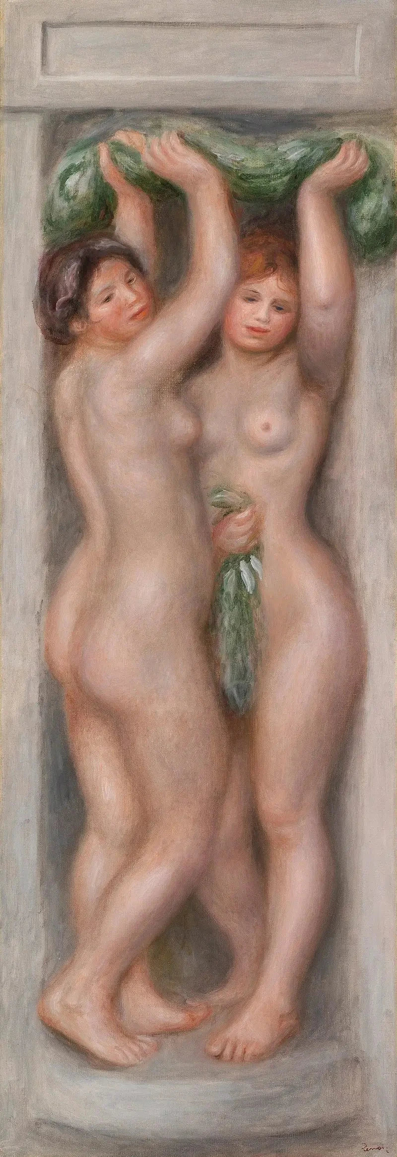 Kariatider (Kariatider); även kallad Två badande (dekorpanel) - Pierre-Auguste Renoir