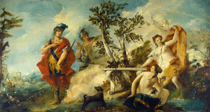 Carlo och Ubaldo motståndskraftiga mot förtrollningar av Armides nymfer - Francesco Guardi