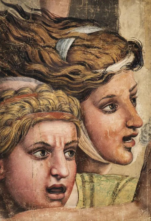 Carton de tapisserie : Deux têtes du Massacre des Innocents - Giulio Romano image 1 copie peinte à la main à l’huile