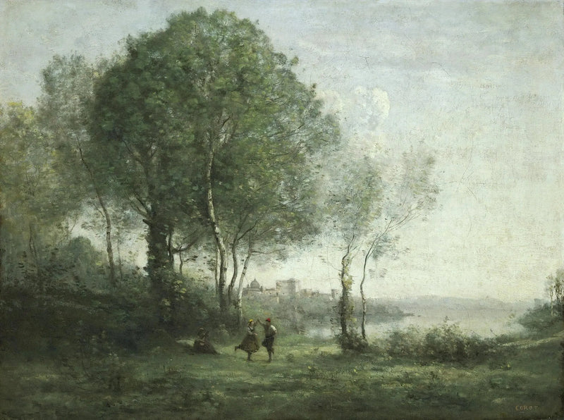 Castel Gandolfo, tyrolerska herdar som dansar vid Albano-sjön - Jean-Baptiste Camille Corot