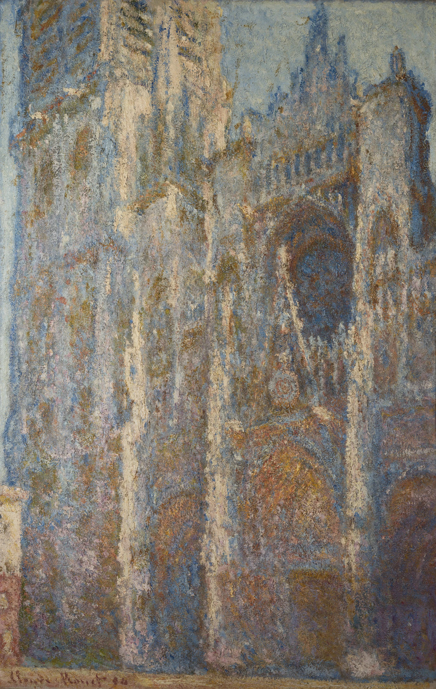Rouen-katedralen, portalen och Albane-tornet, middag - Claude Monet