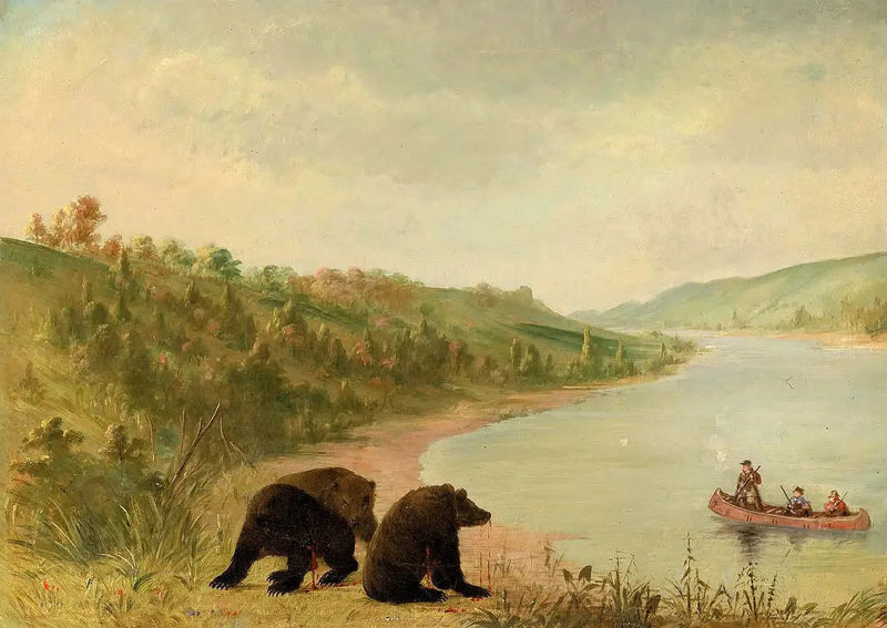 Catlin och hans män i deras kanot, akut kallade för att landstiga, Upper Missouri - George Catlin