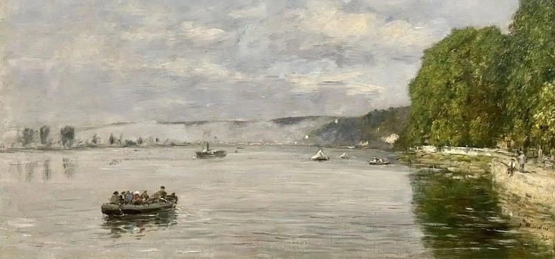 Caudebec-en-Caux, båtar på Seine - Eugène Boudin