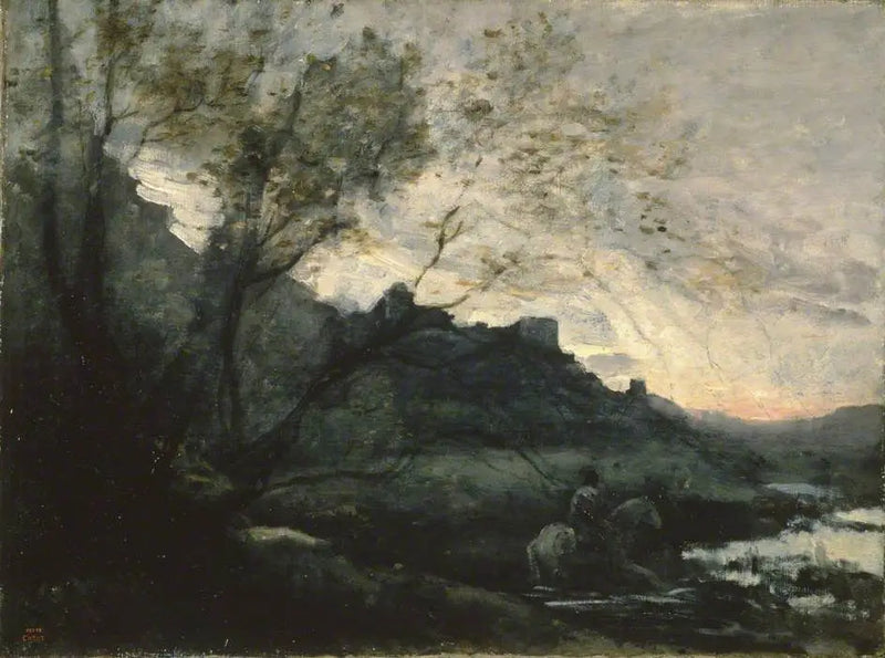 Cavalier i vattnet - Jean-Baptiste Camille Corot