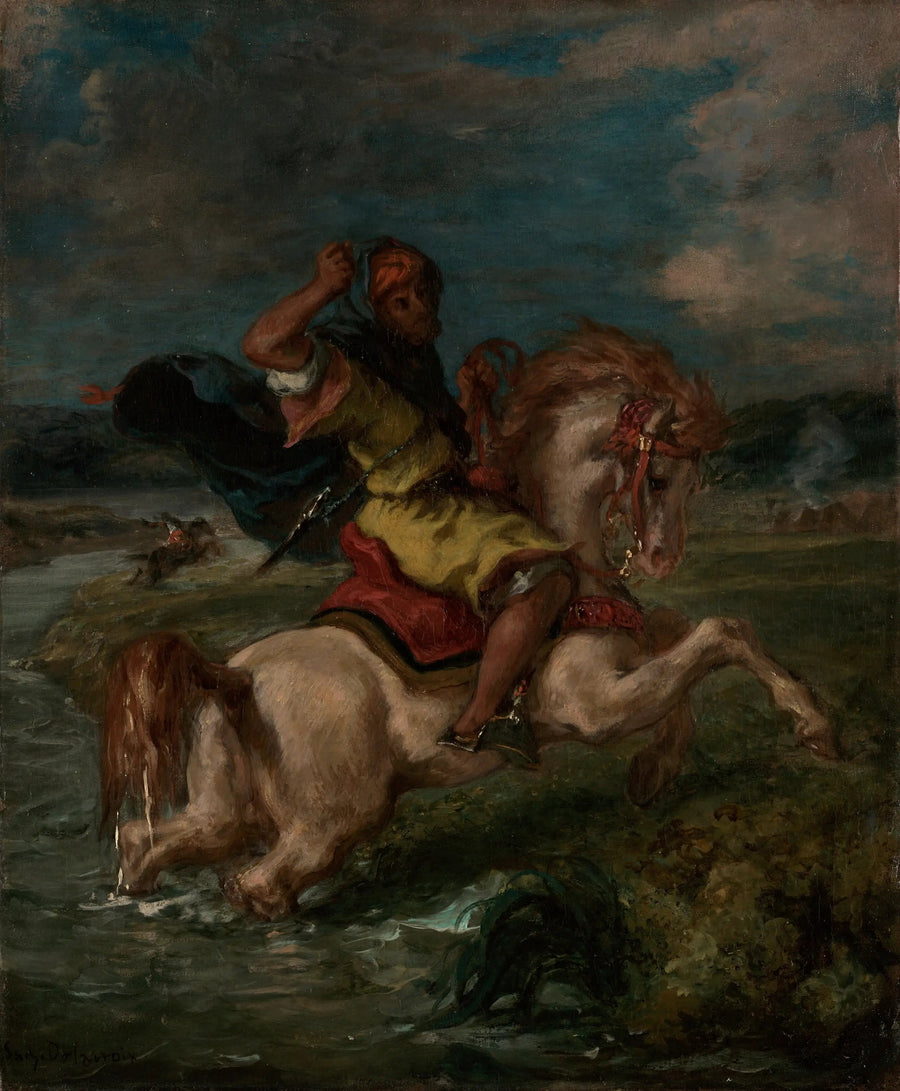 Marockansk ryttare som korsar en vadställe - Eugène Delacroix