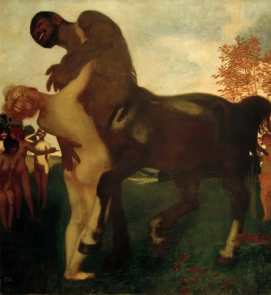Centaure och Nymf - Franz Von Stuck