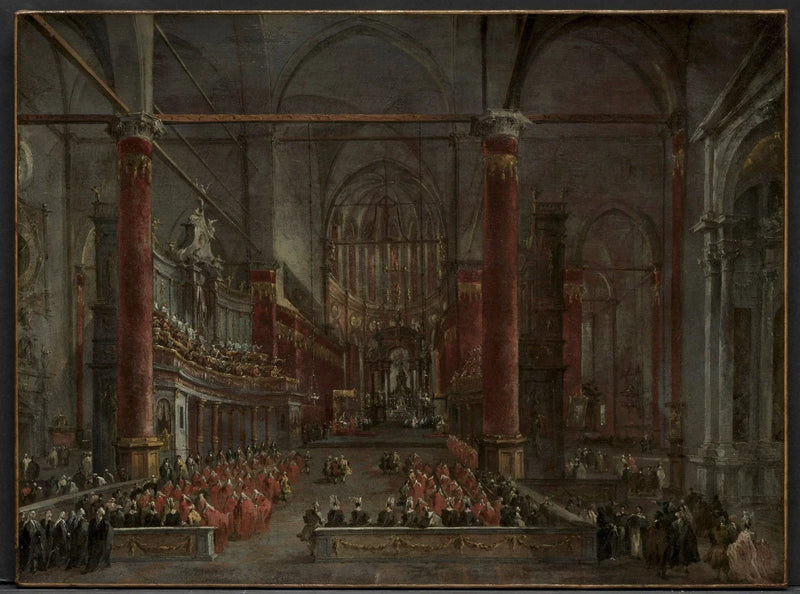 Påvliga ceremoni i Sankt Johannes Döparens kyrka i Venedig, 1782 - Francesco Guardi