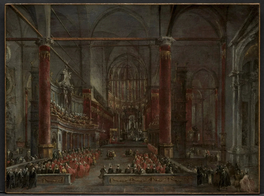 Påvliga ceremoni i Sankt Johannes Döparens kyrka i Venedig, 1782 - Francesco Guardi