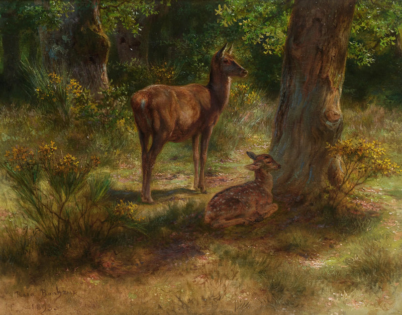 Kråka och kalv i en skog - Rosa Bonheur