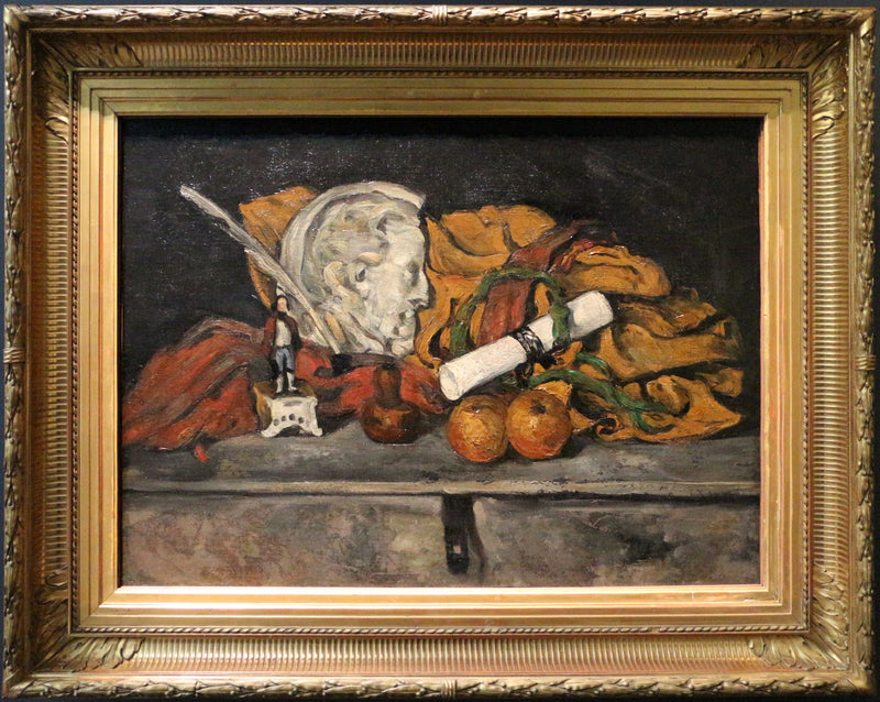Cézannes tillbehör. Stilleben med medaljong av Philippe Solari - Paul Cézanne