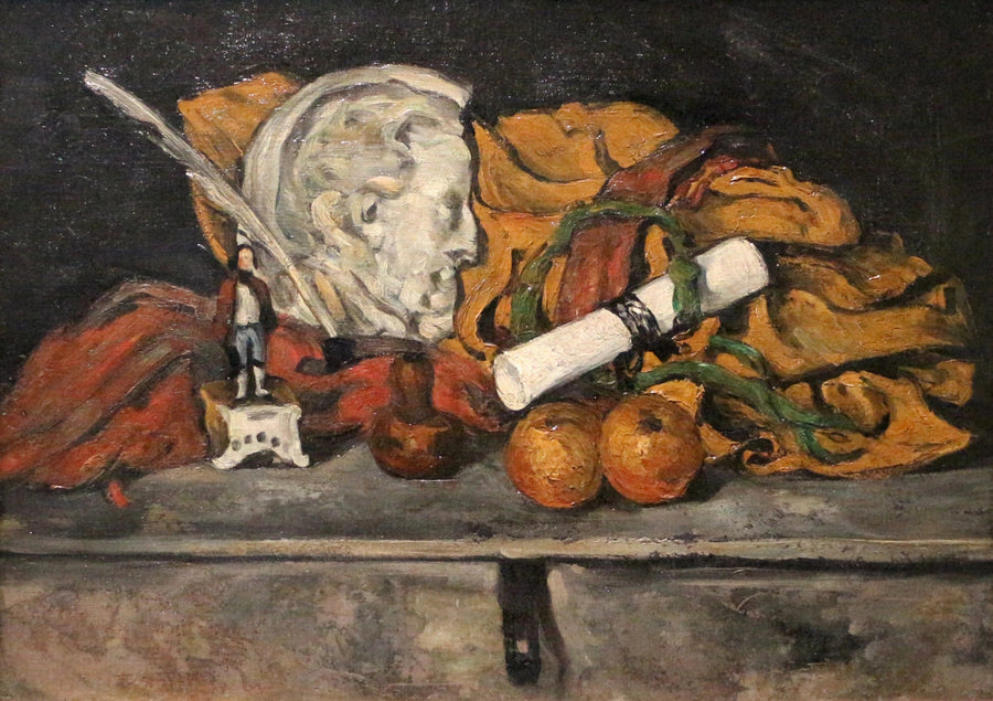 Cézannes tillbehör. Stilleben med medaljong av Philippe Solari - Paul Cézanne