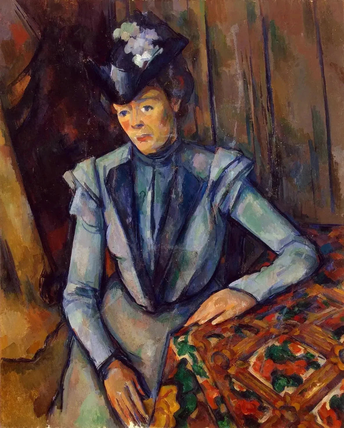 Damen i blått, cirka 1900-1904--- Paul Cézanne
