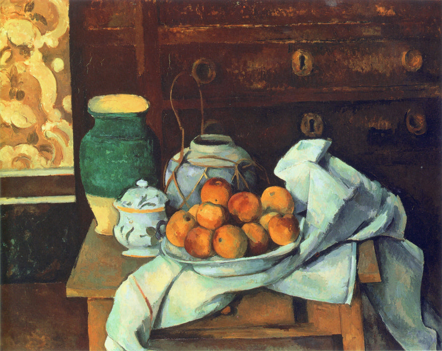 Stilleben vid byrån - Paul Cézanne