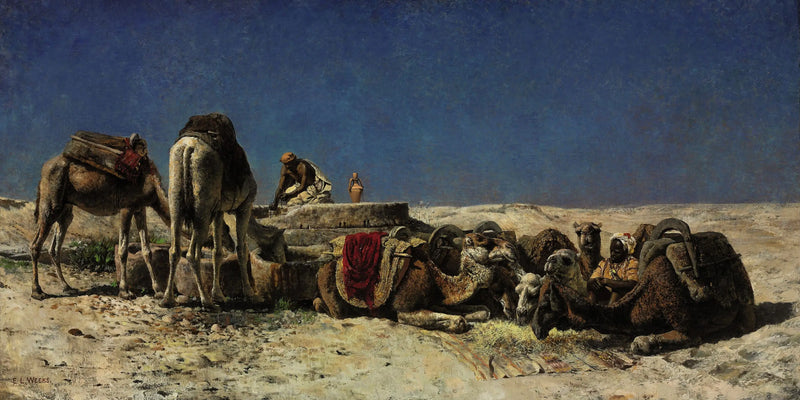 Kameler bredvid en cistern - Edwin Lord Weeks
