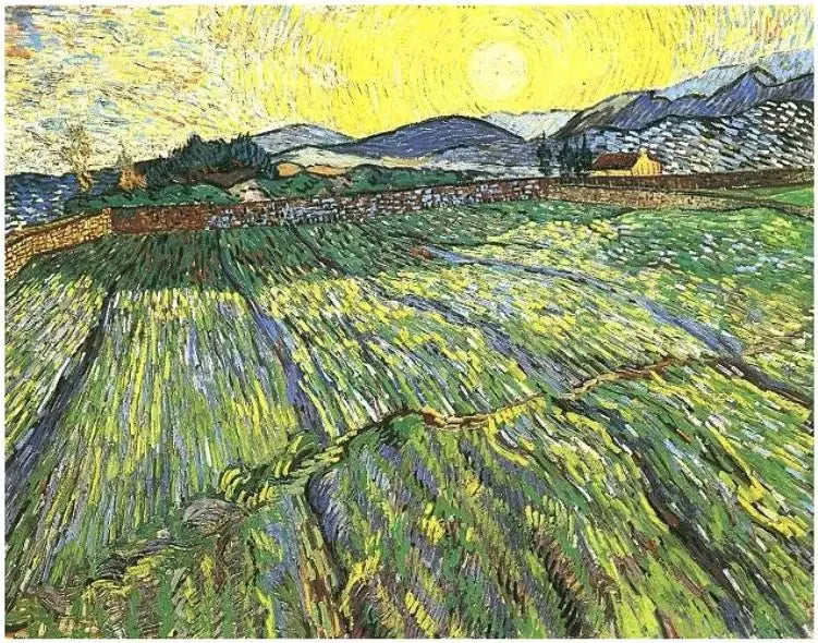Champ clos avec soleil levant - Vincent van Gogh image 1 reproduction artisanale de tableau