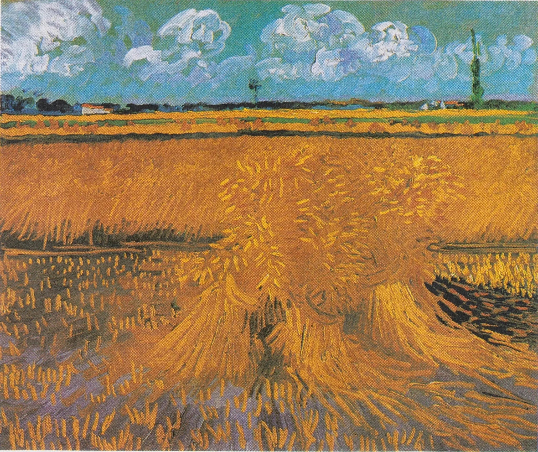 Champ de blé avec gerbes - Vincent van Gogh image 1 reproduction de peinture à l’huile