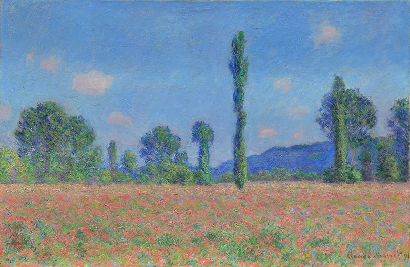 Fält med vallmo i Giverny - Claude Monet