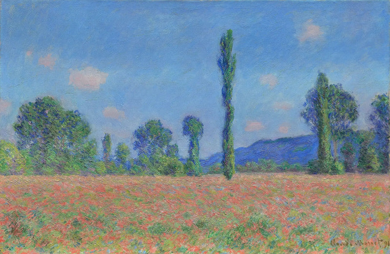Fält med vallmo i Giverny - Claude Monet